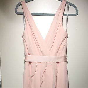 Vera Wang V-Neck Wrapped Bodice Dress with Belt